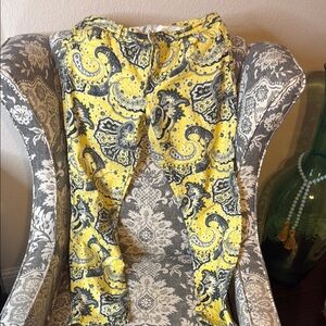 Lauren Ralph Lauren Yellow and Black Paisley Straight Leg Jeans